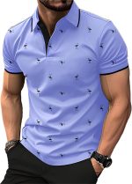 Men's Polo Shirts Short Sleeve  Casual Polo T Shirt Color Block Slim Fit Summer Collared Golf Shirts